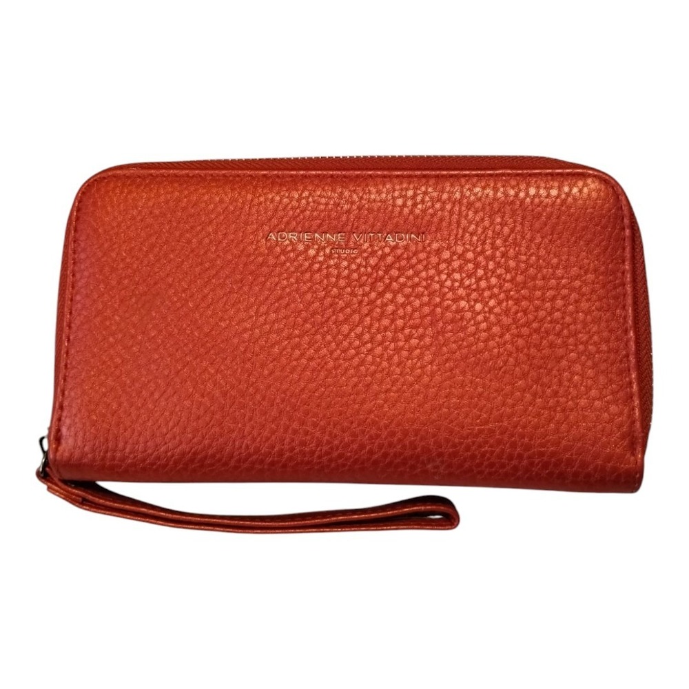 ADRIENNE VITTADINI Zip Around Wristlet Wallet Pebbled Vegan Leather With Charger